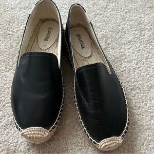 Soludos Black Leather Espadrille